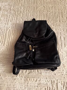 Preview collection black leather backpack